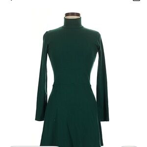 Reformation Emerald Ribbed Long-Sleeve  Dress
